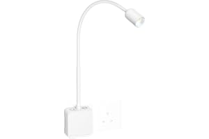 PRINCEWAY Plug in Dimmable LED Reading Light, Flexible White Wall Sconce Light with Power Plug for Books in Bed, Two Touch Switches, 3 Lighting Color Modes, 50° Spot Lighting Angle for Bedroom