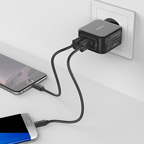 [Smart Charge]EasyAcc® USB Ladegerät 24W 4.8A 2-Port Portable Adapter für iPhone SE, 6s, 6 Plus, iPad Pro / Air / Mini, Galaxy S7, S6 Edge, S6 Plus und viele mehr, Schwarz - 7