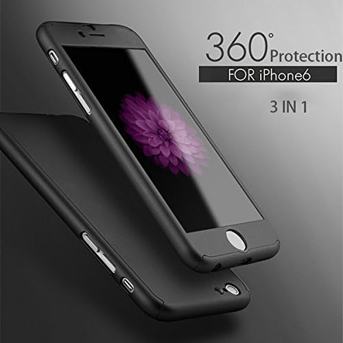 ComKey iPhone 7 360 Case, iPhone 7, Full Body Case + Tempered Glass Screen Protector, iPhone 7 Front and Back Case (Black)