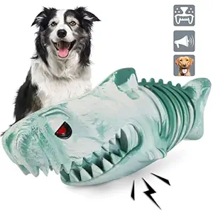 Shark Squeaky Dog Toys,?Durable Rubber Chew Toys for Aggressive Chewers Small Medium Large Breed, Tough Cool Dog Toys?to Keep Them Busy and Teeth Cleaning, Heavy Duty Chewy for Super Chewers