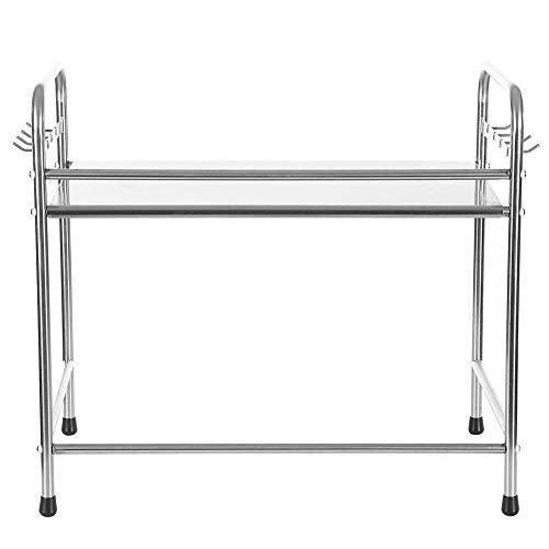 Preisvergleich Produktbild Edelstahl Mikrowelle Rack Küchentheke Schrank Lagerung Aufbewahrungsbox Werkzeug