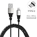 Produktbild Hochwertiges 2 Meter Typ-C-USB-Ladekabel mit Spiralwindung. USB 2.0 zu Typ-C USB-Kabel mit Spiralwindung und Steckern in einem Aluminiumgehäuse für erhöhte Haltbarkeit (nur zum Aufladen)
