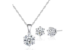 AVA COLLECTIONS 925 Sterling Silver Women Necklace Earrings Jewellery Set Cubic Zirconia Gift Box for Party Wedding Vacation Christmas Xmas Gifts