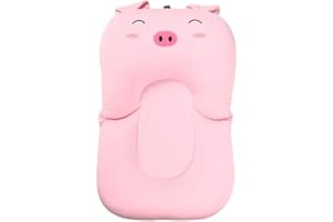 belupai Tapis de bain bébé nouveau-né pliable bébé bain baignoire coussin chaise étagère nouveau-né siège de baignoire nouveau-né coussin tapis de bain(Cochon rose)