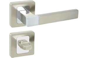 domino ERIS QR M6/M9 Interior Door Handle Set Toilet Bathroom Set for Room Door Handle with Lock Door Fitting Aluminium Chrome / Nickel