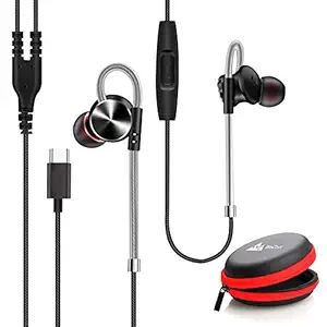 WeCool Mr.Bass W010 Metallic Type C Earphones for Rich Bass and Noise Cancellation, Unique Sports Earphone with USB Type C Port (Compatible with OnePlus,Oppo,VIVO Includes Free Carry case) (Black)