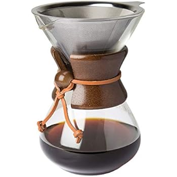 Coffee Gator Pour Over Kaffeebrüher Set - Edelstahl Filter Mit Glaskaraffe 300ml