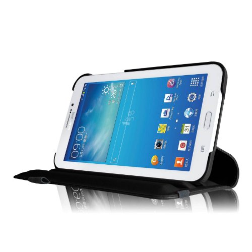 Fintie Samsung Galaxy Tab 3 7.0 Lite T110 T111 Hülle – 360° Drehbarer Stand Smart Cover Case Schutzhülle Tasche Etui mit Ständerfunktion für Galaxy Tab 3 7.0 Lite (7 Zoll) Tablet, Schwarz - 4