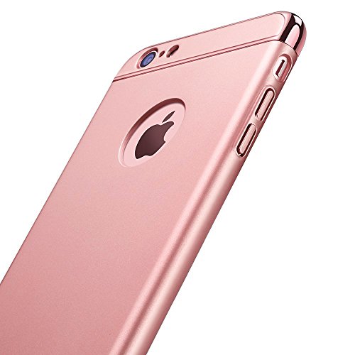 PRO-ELEC iPhone 6/6s Case, iPhone 6/6s Cover [Screen Protector Included] 3 in 1 Electroplate Metal Anti-Scratch Ultra Thin Case for iPhone 6/6s (4.7inch) - Rose Gold