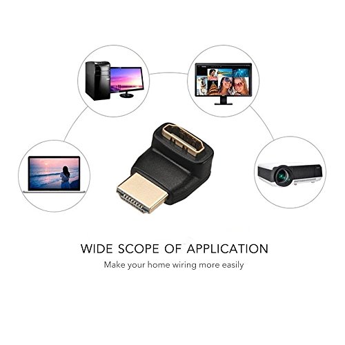 UBest 3x HDMI 270° Winkeladapter 19pol / HDMI-Stecker auf HDMI-Buchse – VERGOLDETE Kontakte Schwarz - 6