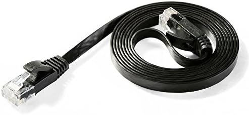 Hexagon Network - Ethernet Cable Cat6 Flat 5ft Black, Network Cable Cat 6 Flat Slim Ethernet Patch Cable, Internet Cable With Snagless RJ45 Connectors - 5 Feet Black