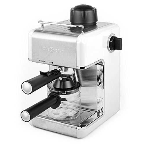 oneConcept Sagrada Nera Espressomaschine Kaffeemaschine (800W Leistung, 3,5 Bar Druckaufbau, Milchaufschäumer, inklusive Glaskanne für 4 Tassen mit Cool-Touch-Griff) weiss-silber - 7