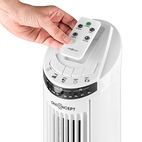 oneConcept Blitzeis • Säulenventilator • Turmventilator • Ventilator • mit Fernbedienung • 50 Watt • Oszillationsfunktion 45° • Timer • 3 Geschwindigkeitsstufen • 3 Ventilationsmodi • LED-Display und Touch-Bedienfeld • Turmdesign • sparsam • weiß - 5