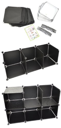 Büro Flur Regal Schrank Steckregal Wandregal Garderobe Highboard Kinderzimmer oder Keller Sideboard in Weiß Transparent und Schwarz - 6