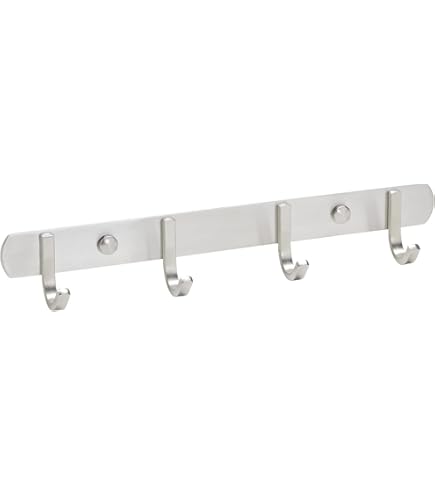Stahlia Haaklijst ROESTVRIJ STAAL geborsteld kapstok 10 x haken (L: 770 mm) Model: AURORA wandkapstok met 1/4/6/8/10 kledinghaken garderobehaken wandhaken