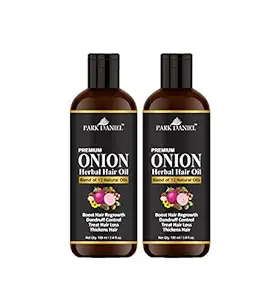 Park Daniel Onion Oil For Hair Growth Combo Pack Of 2 Bottles of 100 ml (200 ml), Black