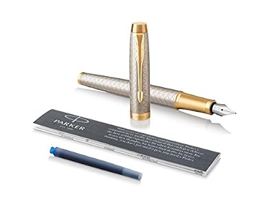 PARKER stylo-plume IM, argent premium (Warm Silver) avec pointe fine et recharge d’encre bleue (1931684)