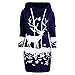 Produktbild Damen Casual Kleid Sommer Kleid mit Tasche Weihnachten Sweatshirt Frauen Kapuzenpulli Langarm Abendkleid Partykleid Minikleid Midikleid Strandkleid Retro Vintage Elegant Rundhals Kleid Sport Kleid