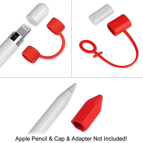 [3-Pack] Fintie Apple Pencil Stift Kappehalter/ Schreibfeder-Abdeckung/ Halterung für Lightning Kabel Adapter für den iPad Pro Pencil (Apple Pencil, Ladekabel und Adapter sind nicht im Lieferumfang enthalten), Rot - 6