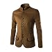 Produktbild Binggong Herren Shirt,Anzug Herren Slim Fit Khaki/Schwarz Business Herrenanzug Herren Casual Tunika Kragen Kragen Wolle Kleine Anzugjacke