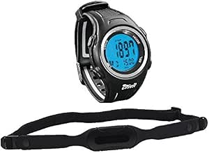 Orologio misuratore di frequenza cardiaca, pulsometro, wireless, colore  nero, con schermo LCD, calcolo IMC, codificato : Sport e tempo libero