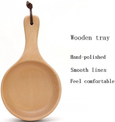 Wooden Sushi Plate with Handle Children's Rice Bowl Salad Tableware Snack Fruit Dry Plates Oval Tray（Size:15*26*4.3cm）