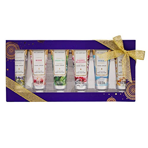 Spa Luxetique Shea Butter Mini Handcreme Geschenkset, Handcreme 6er Pack Feuchtigkeitsspendende Handcremeset Mit Aloe Vera Und Vitamin E, Handcreme Für Trockene Hände, Geschenk Für Weihnachten