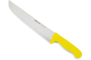 Arcos Serie 2900 - Coltello Scannare Coltello Macellaio Coltello Bistecca - Lama Acciaio Inossidabile Nitrum 300 mm - Manico Polipropilene Colore Giallo
