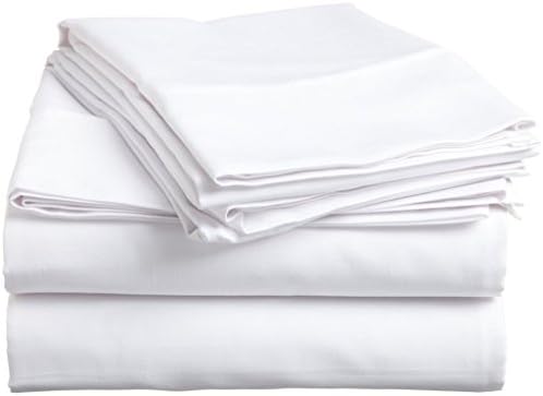 British Choice Linen Egyptian Cotton 600-Thread-Count Sateen Euro Double Ikea Size 1 Qty Fitted Sheet (+39 CM) Pocket Depth Only, White Solid