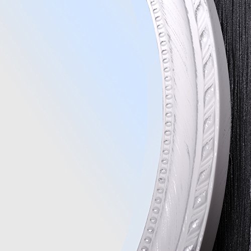 OVALER BAROCKSPIEGEL MIT HOLZRAHMEN WANDSPIEGEL 57x67cm Leila Weiß Silber Antik - 4