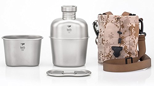 Keith Trekking Bottiglia d'acqua con Tazza Titanio Military Mensa Acqua Campeggio portatile caffettiera