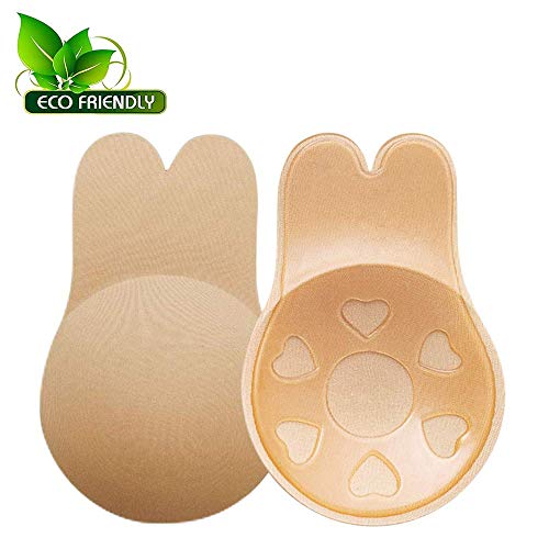 Sujetador Invisible, Autoadhesivo Reutilizable Adhesivos Invisibles Pezón Levantamiento Coneja para Mujer Silicona Push Up Sujetadores Adhesivos Invisibles Reutilizable Pezón Levantamiento