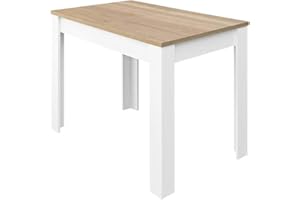 Habitdesign Mesa de Comedor Extensible, Mesa salón o Cocina, Acabado en Color Blanco Artik y Roble Canadian, Modelo Kendra, Medidas: 140-190 cm (Largo) x 90 cm (Ancho) x 78 cm (Alto)