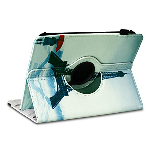 Medion Lifetab P9702 X10302 P10400 P10506 P10505 Tablet Robuste Universal Tablet Schutzhülle aus hochwertigem Kunstleder Hülle Tasche Standfunktion 360° Drehbar kombiniert Schutz und Design mit den Motiv Eifelturm Cover Case Universal von UC-Express - 3