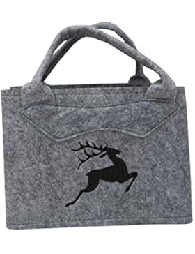 Witzgall Filztasche klein hellgrau mit springenden braunem Hirschen