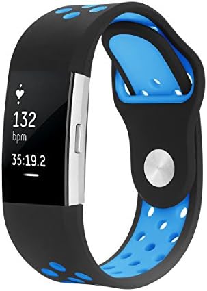 JUNYI Fitbit Charge 2 Strap Bands ,Soft Silicone Adjustable Sport Watch Strap Accessory Band for Fitbit Charge 2 Replacement Fitness Smart Wristbands