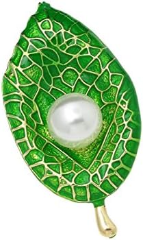Crunchy FashionJewellery Paradiso Glitz Collection Pearl Studded Leaf Brooch for Men, Boy, Girls & Women
