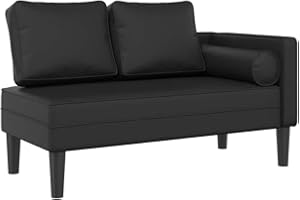 VIDAXL Chaise longue avec coussins noir similicuir