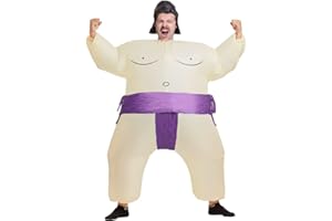 Rafalacy Inflatable Sumo Wrestler Suit Costume for Adult Blow up Halloween Party Fat Suit Fancy Families Member Game