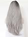 Tsnomore 22inches Hand Tied Long Ombre Lace Front Wig Hair Wigs for Women Daily Use Natural and Healthy (Grey)