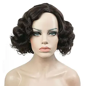 #4: Aimole Short Wavy Wigs WomenS Vintage Flapper Wig Party Cosplay Hair #4 Dark Brown