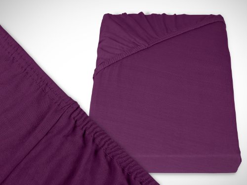 klassisches Jersey Spannbetttuch – erhältlich in 22 modernen Farben und 6 verschiedenen Größen – 100% Baumwolle, 200 x 220 cm, lila - 2