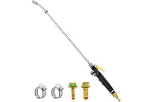 PUUPAA Sprayer Wand Replacement, Universal Metal Garden Watering Wand with 1/4" & 3/8" Barb Sprayer Wand with 2 Hose Clamp for Garden Hose-56cm/22in