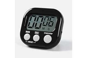 HOUDIAN Temporizador digital de cocina magnético, cronómetro con reloj, temporizador para hornear, cocina, estudio, entrenamiento, reloj de cuenta atrás (blanco y negro)