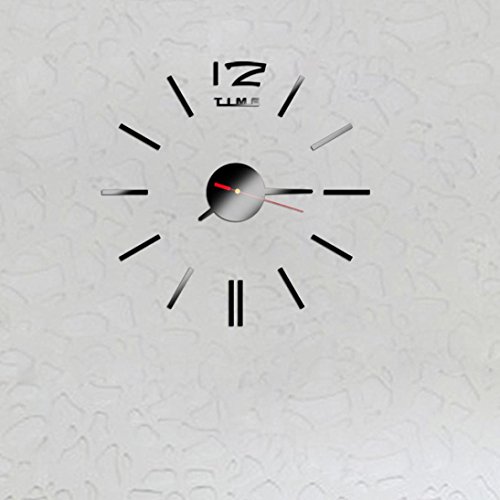 Malloom® Mini Moderno DIY Reloj de pared de la etiqueta engomada 3D Adorno para Hogar (negro)
