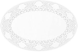 ‎HYPAFOL Hypafol Tortenspitzen 100 Stück | oval | Spitzendeckchen für Kuchen, Torte, Snacks | Plattenunterlage aus 100% Papier | Ideal für Gastronomie, Hochzeiten, Geburtstagsfeiern oder Catering (21 x 32 cm)
