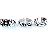 Trend Collection Unisex Model Silver Plated Caesar Compass Wire Mesh Model Adjustable 3-Piece Ring Set