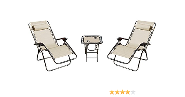 Akari 3 Piece Deluxe 2 Pack Zero Gravity Chairs And Folding Table Cup Holder Set Cream Amazon Co Uk Garden Outdoors Akari 3 Piece Deluxe 2 Pack Zero Gravity Chairs And Folding Table Cup Holder Set Cream Amazon Co Uk Garden Outdoors