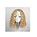 Produktbild QqHAO Goldene Spitze Front Perücke, Lange lockly Haar synthetische Farbe Spitze Wig Haar Clip Damen Wig 16 Zoll Wig Kappe