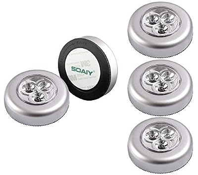 SOAIY Lot de 5 Spot Lampe LED Éclairage de Nuit Autocollant Alimenté par 3 Piles/Batteries pour Penderie/Placard/Étagère/Entrée/Cuisine/Passage